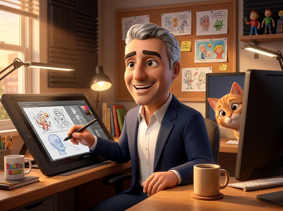 Davitico en su estudio de animación
