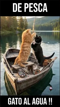 ¡Gato al agua! ? Pesca accidentada en el lago  #gatitos #pesca #gatoalagua #bromas